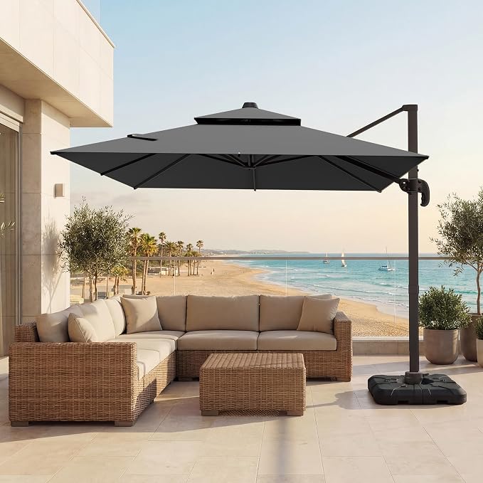 9x12 FT Patio Cantilever Umbrella by VEGOND