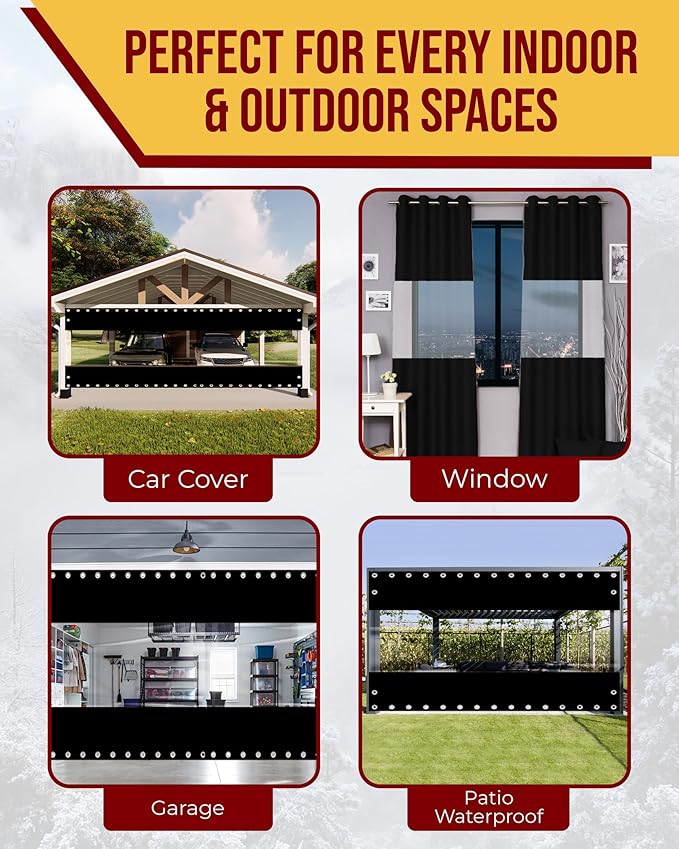 FoundGo 8'Hx15'W Vinyl Curtains for Patio, 19oz Outdoor Clear Patio Enclosure, Heavy Duty Waterproof Tarp With Grommets for Pergola, Porch, Gazebos, Balcony, -4 Cold Resistant