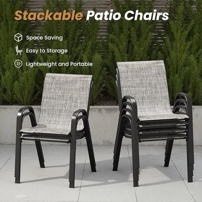 Stackable Outdoor Dining Chairs Set of 2, Textilene Patio Chairs - Image 4