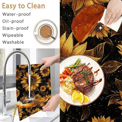Placemats12x18 Inch,Sunflowers Placemats,Kitchen Dining Coffee Table Mats Set of 6 for Home Indoor Outdoor Party