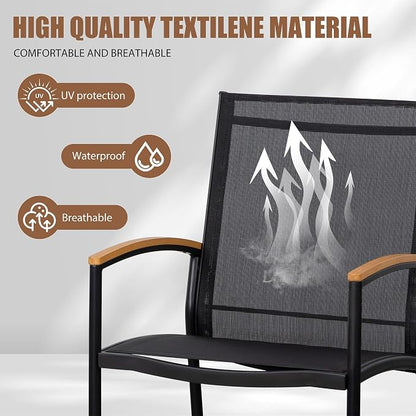 Shintenchi 3 Piece Outdoor Rocking Bistro Set, Textilene Fabric Small Patio - Image 5
