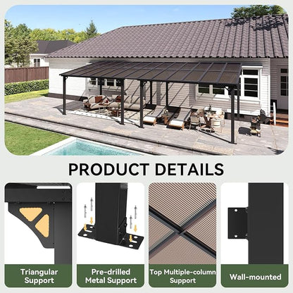 Aoxun 26’x10’ Gazebo with Aluminum Frame & Polycarbonate Panel, Outdoor Patio - Image 3