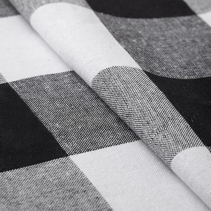 Encasa XO Cotton Dining Table Runner | Buffalo Black Checks | Size 13x72 in - Machine Washable & Durable