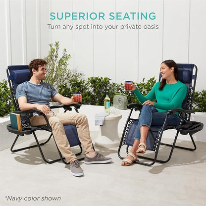Best Choice Products Set of 2 Adjustable Steel Mesh Zero Gravity Lounge Chair - Image 8
