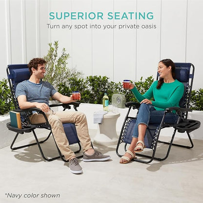 Best Choice Products Set of 2 Adjustable Steel Mesh Zero Gravity Lounge Chair - Image 8