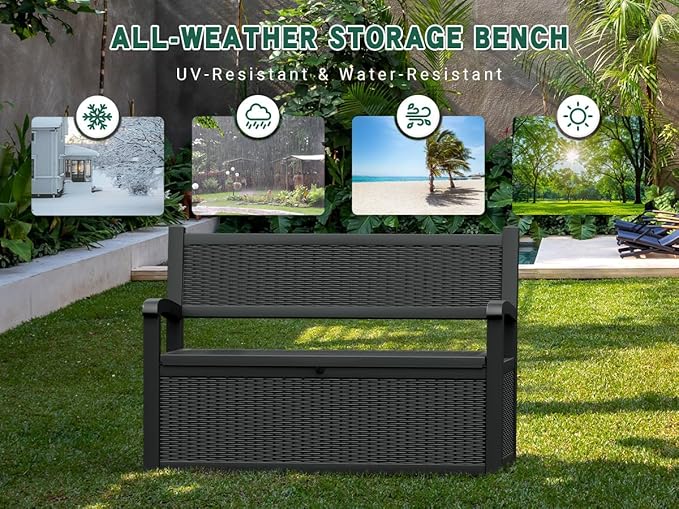 80 Gallon Outdoor Storage Bench, Resin Outside Storage Box - Image 5