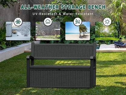80 Gallon Outdoor Storage Bench, Resin Outside Storage Box - Image 5