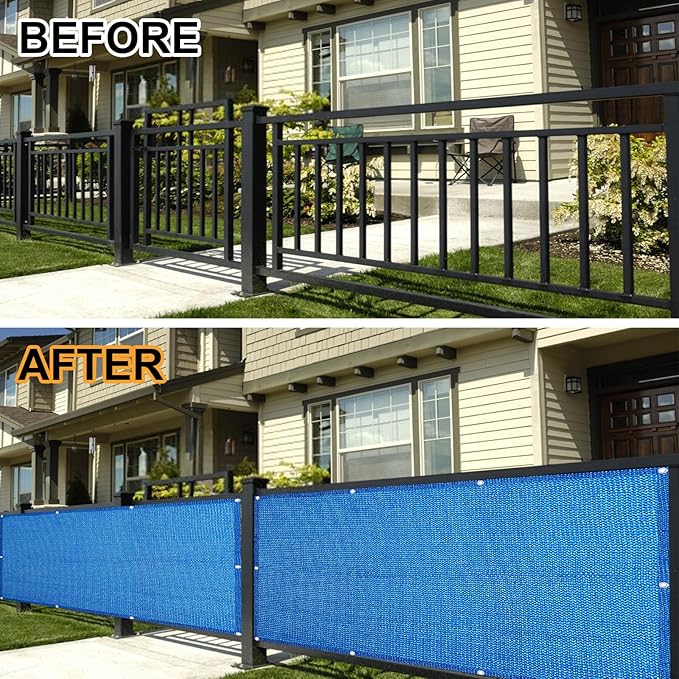 Eden's Decor Balcony Privacy Screen Cover Mesh Windscreen Weather-Resistant UV Protection for Backyard Deck, Patio, Balcony, Pool, Porch, Fence, Railing, Gardening (Blue,4'x 15')
