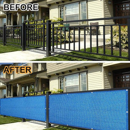 Eden's Decor Balcony Privacy Screen Cover Mesh Windscreen Weather-Resistant UV Protection for Backyard Deck, Patio, Balcony, Pool, Porch, Fence, Railing, Gardening (Blue,2'6"x 25')