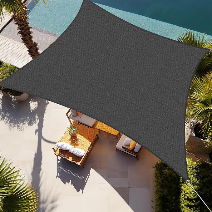 Shade&Beyond Rectangle Sun Shade Sail 20'X20' Permeable Canopy Dark Grey by ShadeBeyond