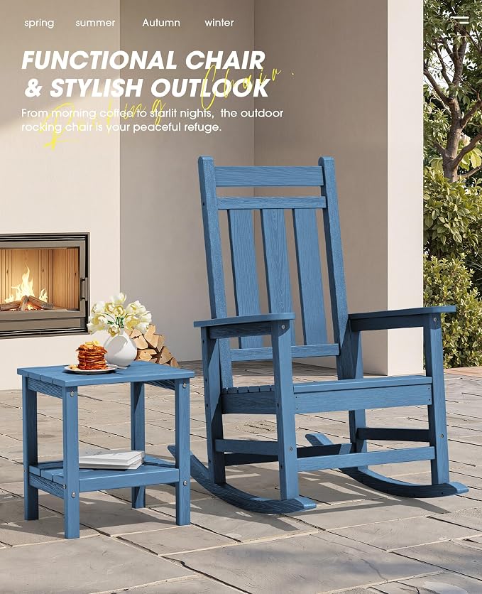 Oversized Outdoor Rocking Chair Set of 6, HDPE Patio Rockers - Image 9