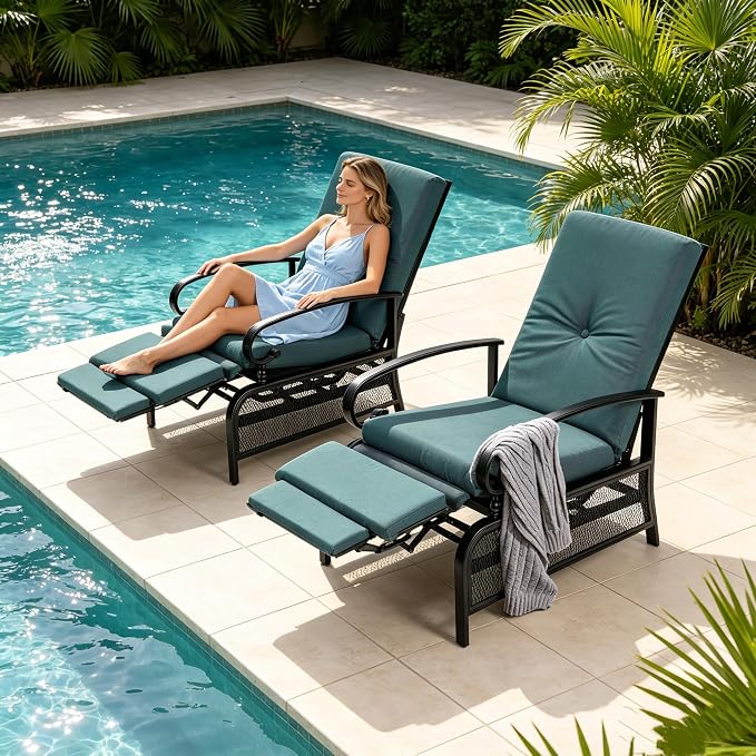 SUNCROWN Outdoor Recliner Chair Patio Adjustable Relaxing Chairs Outdoor Metal - Image 2