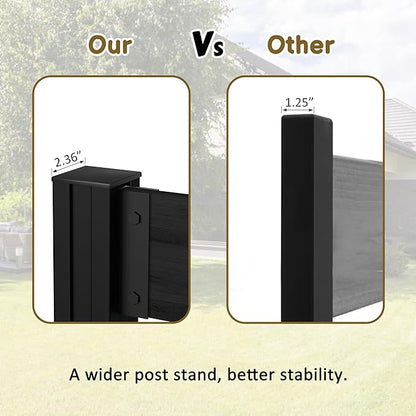 MUPATER 49'' H×78'' W Outdoor Fence Privacy Screen, No Dig Wood Privacy Screen for Hard Ground and Soil, Privacy Fence Panel, Air Conditioner Fence with Aluminum Post, 2 Way to Use, Black (2 Panels)
