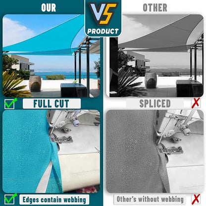 LOVE STORY Custom Size 16' x 16' x 22.6' Sun Shade Sail, Turquoise Blue | HDPE - Image 7