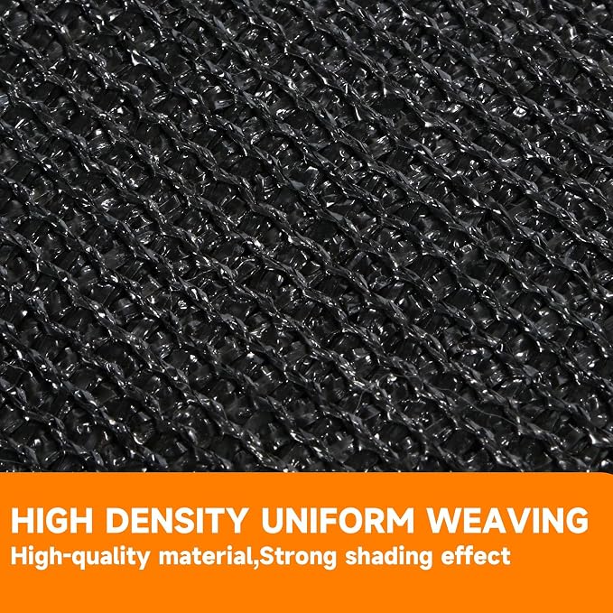 90% Shading Rate 12'x20' Black Shade Cloth, UV Resistant Durable Mesh Tarp - Image 4
