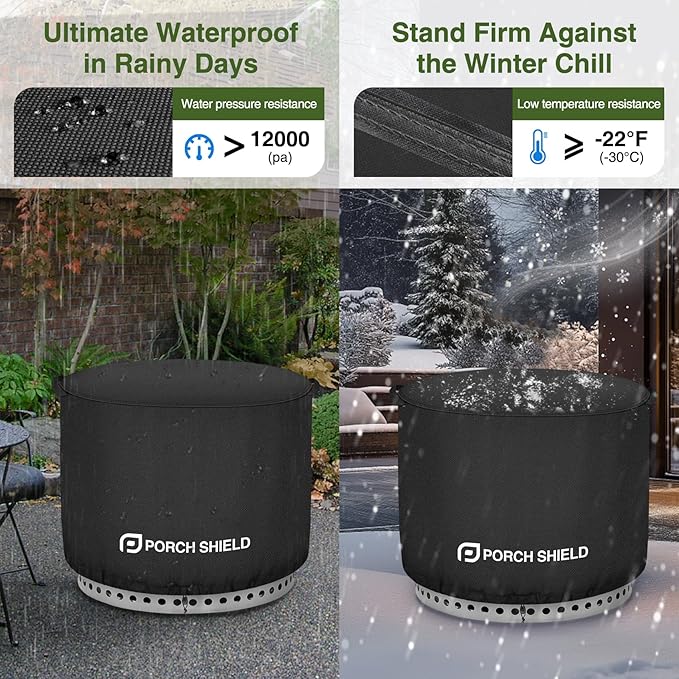 Porch Shield Fade Resistant Solo Stove Bonfire Cover - Waterproof Patio Fire Pit Cover Round 22 inch Fits for Small Firepit Solo Stove Bonfire