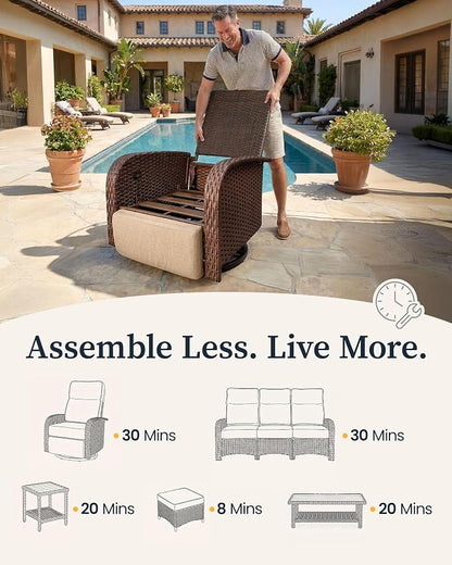 Resort-Grade Recliners Patio Furniture, 6.2" Ultra Thick Cushions | Heavy Duty - Image 9