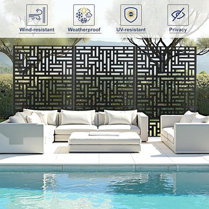 Outdoor Privacy Screen,72" H×47" W Metal Privacy Screen, Freestanding Privacy Fence Panels for Patio