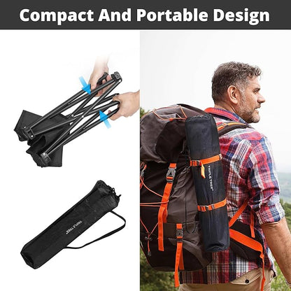 Triple Tree 2 Pack Folding Camping Stool, 13.8 Inch Small Portable Lightweight Stool with Side Pocket, Foot Stool with Carry Bag for Hiking, Fishing and Beach, Hold up to 400lbs, Black