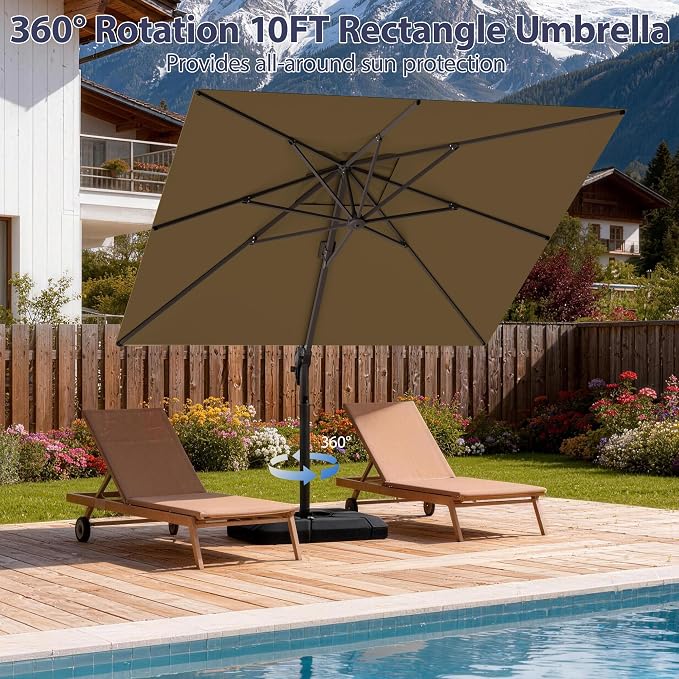 10' X 10' Patio Umbrella Cantilever Outdoor Rectangle Umbrella - Image 4