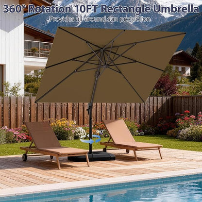 10' X 10' Patio Umbrella Cantilever Outdoor Rectangle Umbrella, Heavy Duty - Image 3