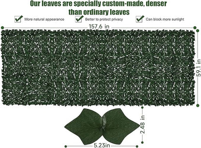 Faux Ivy Privacy Fence Screen Outdoor Expandable Artificial Greenery Roll Fake Hedge Wall Patio Green Plastic Leaf Plant Vine Grass Panels Gate Covering Garden Yard Balcony (158.0 X 60.0 in)