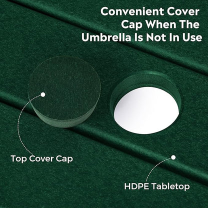 Costaelm Outdoor Bar Table, 42" Counter Height Square Patio Cocktail Bar Table with Umbrella Hole, Patio Bistro Dining Pub Table for Front Porch Deck Backyard Garden, Dark Green