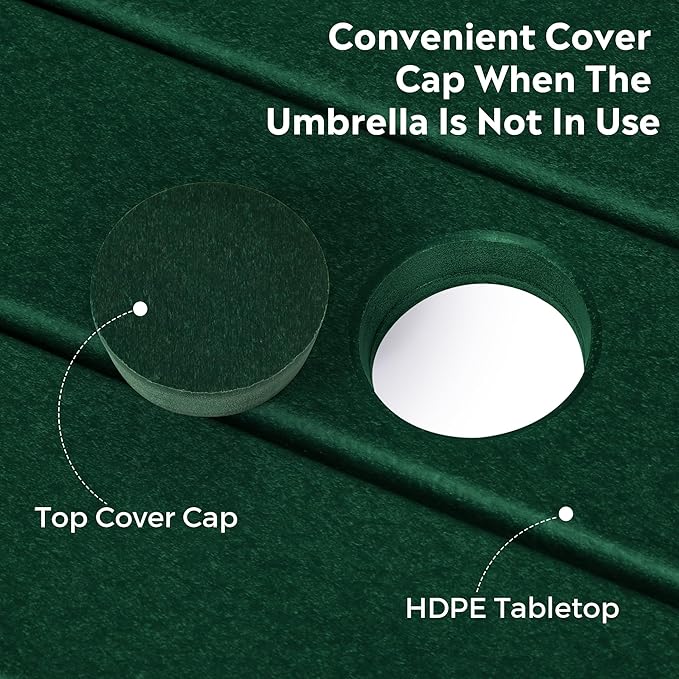 Costaelm Patio Bistro Table, 37" Counter Height Round Patio Cocktail Bar Table with Umbrella Hole, Outdoor Bistro Dining Pub Table for Front Porch Deck Backyard Garden, Dark Green
