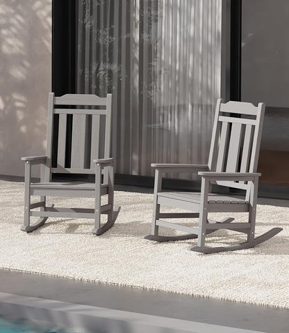 SERWALL Oversized Outdoor Rocking Chairs Set of 2, Patio Rocker, Space Gray | by SERWALL