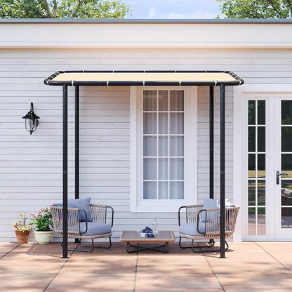 Aoxun 8x5 Lean-to Gazebo, Sloped Roof Pergola Porch Canopy Awning - Image 2