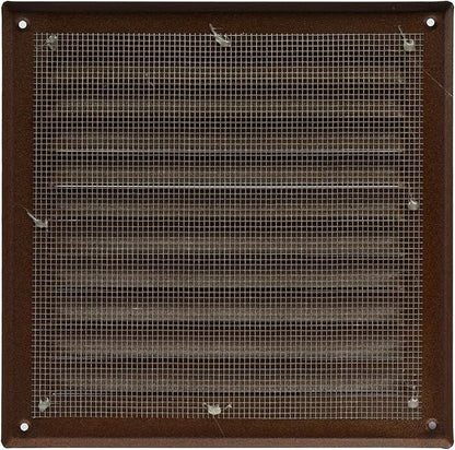 Square Ventilation Grille / 8" x 8" Inch Inside Measurement/Brown Metal Air Vent Louver - Inside/Outside use - / 10" x 10" Inch Outer Measurement