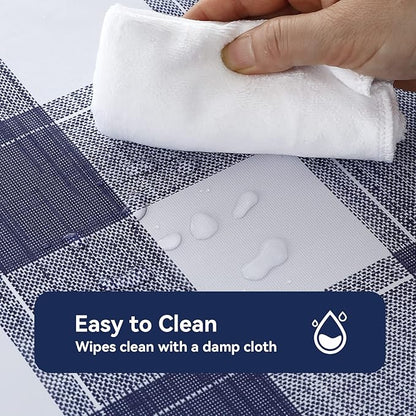Romanstile Rectangle Vinyl Tablecloth, 100% Waterproof Oil-Proof Checkered Plastic Table Cloth, Heavy Duty Wipeable Table Covers for Dining, Camping, Picnic, Outdoor - 54 x 108 Inch, Blue Checkered