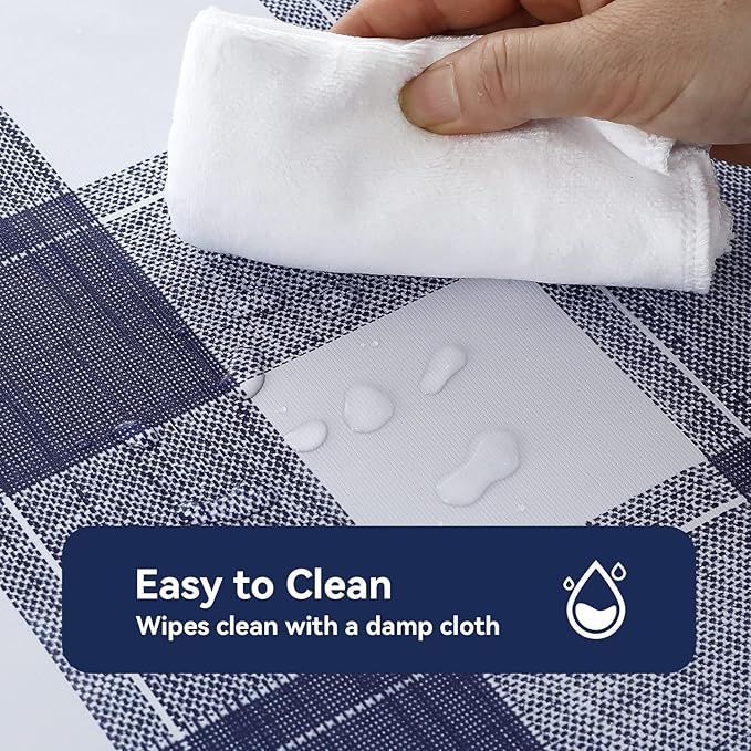 Romanstile Rectangle Vinyl Tablecloth, 100% Waterproof Oil-Proof Checkered Plastic Table Cloth, Heavy Duty Wipeable Table Covers for Dining, Camping, Picnic, Outdoor - 54 x 78 Inch, Blue Checkered