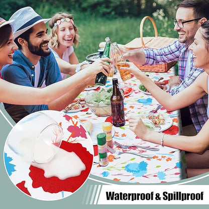 misaya Rectangle Waterproof Vinyl Table Cloth, Wipeable Tablecloth with Flannel Backing, Plastic Table Cover for Dinner, Picnic, Indoor and Outdoor (Flowers, 54" x 78")