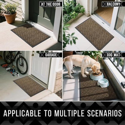 Yimobra Large Door Mat 47x32, All-Season Waterproof Doormat Outdoor Entrance, Heavy Duty Non-Slip Outside Door Mat for Garage Patio Proch Entryway Indoor, Easy Clean, Brown