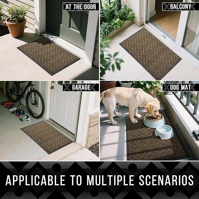 Yimobra Large Door Mat 47x24, All-Season Waterproof Doormat Outdoor Entrance, Heavy Duty Non-Slip Outside Door Mat for Garage Patio Proch Entryway Indoor, Easy Clean, Brown