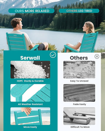 SERWALL Outdoor Rocking Chair Set of 4, HDPE Rocker - Image 6