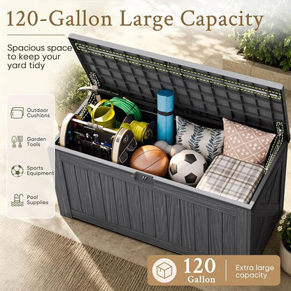 Devoko 120 Gallon Deck Box Resin Outdoor Storage Box Waterproof | Large Outdoor - Image 7