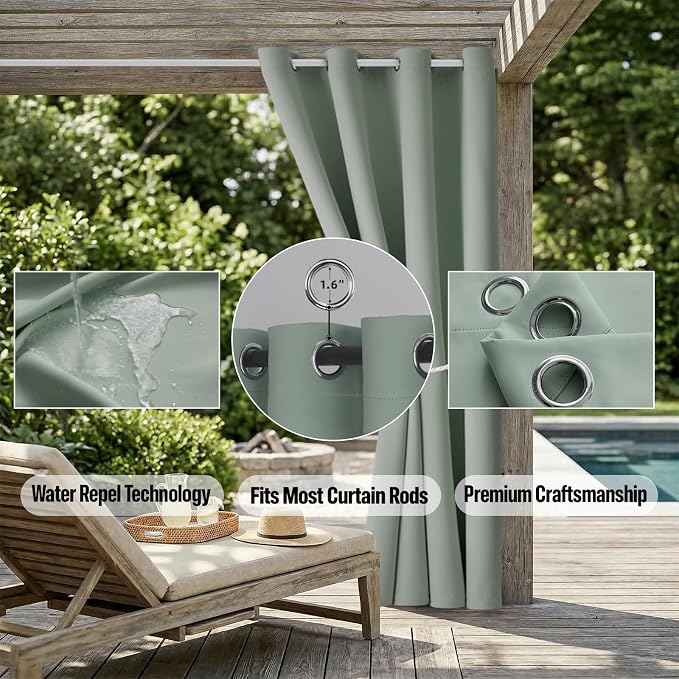 Outdoor Patio Curtain Waterproof Darkening Thermal Insulated Indoor Curtains - Image 5