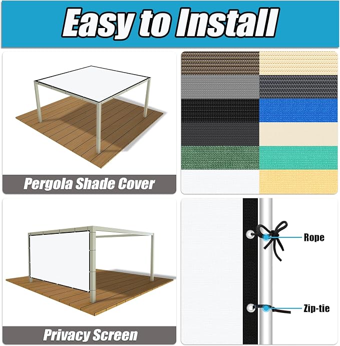 Amagenix 90% Pergola Shade Cover 5' X 14' Sun Shade Cloth - Image 3