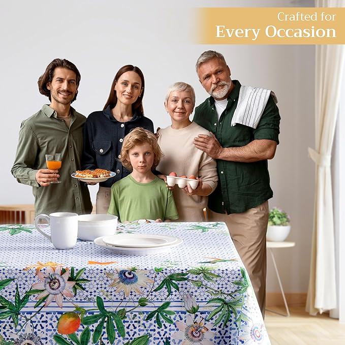 Maison d' Hermine Table Cloth Square Table 100% Cotton 54 x 54 Inches Tablecloth Reusable Decorative Everyday Use for Dining Room, Farmhouse, Home, Party, Festive & Wedding Spring Summer - Passiflora