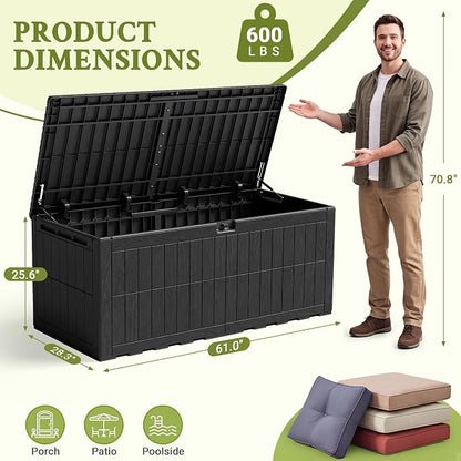 Flamaker 180 Gallon Large Outdoor Storage Box Waterproof, XL Resin Deck Box | - Image 5