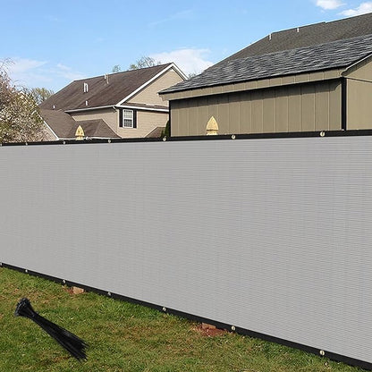 ECOOPTS 4'x82' Privacy Fence Screen Windscreen with Copper Grommets, Fit for Commercial Fence and Residential Garden Outdoor 90% UV Blockage, Cable Zip Ties Included (Gray)