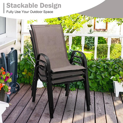 COSTWAY Patio Stackable Dining Chairs Set of 2 - Image 7