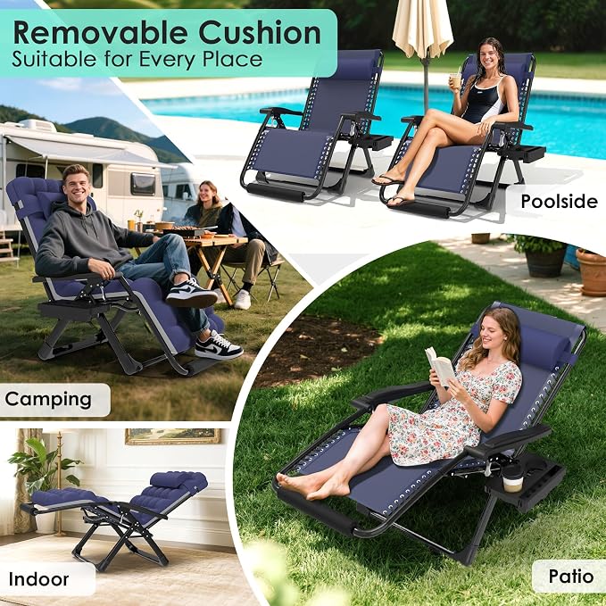 Suteck Oversized Zero Gravity Chair, 500LBS 33" XXL Reclining Lounge Chairs | - Image 3