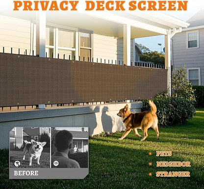 2.5' x 39' Balcony Privacy Screen Fence Cover with Zip Ties Grommets for Apartment Patio Porch Deck Backyard Outdoor (Brown)