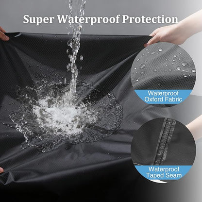 Fire Pit Cover Rectangular 44 Inch for 40''- 44'' Fire Pit, 600D Heavy Duty Firepit Cover Waterproof Fire Table Cover with Air Vent, 4 Windproof Buckles, Drawstring - 44''L x 28''W x 24''H