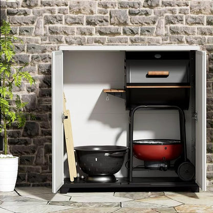 Outdoor/Indoor Storage Box,Resin and Plastic Storage Cabinet Waterproof,Outdoor Cabinet for Patio/Garden/Balcony/Backyard/All Room(NO Shelf-White)