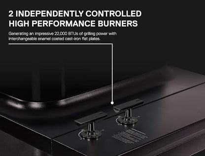 Everdure FORCE 2 Burner Gas Grill, Liquid Propane Portable BBQ Grill with Die-Cast Aluminum Body and Fast-Ignition Technology, 388 Square Inches of Grilling Surface, Adjustable Height, Matte Black