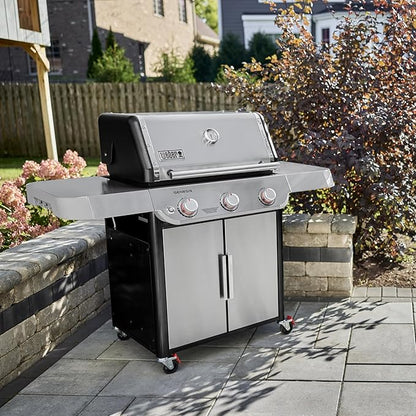 Weber Genesis S-315 Natural Gas Grill for Outdoor Grilling, 3 Burners, Stainless Steel
